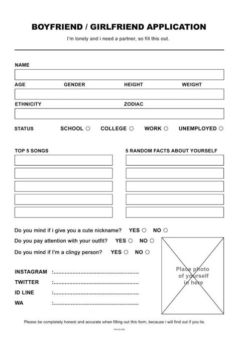 boyfriend/ girlfriend application|29 Funny Girlfriend Application Forms [PDF, Word]